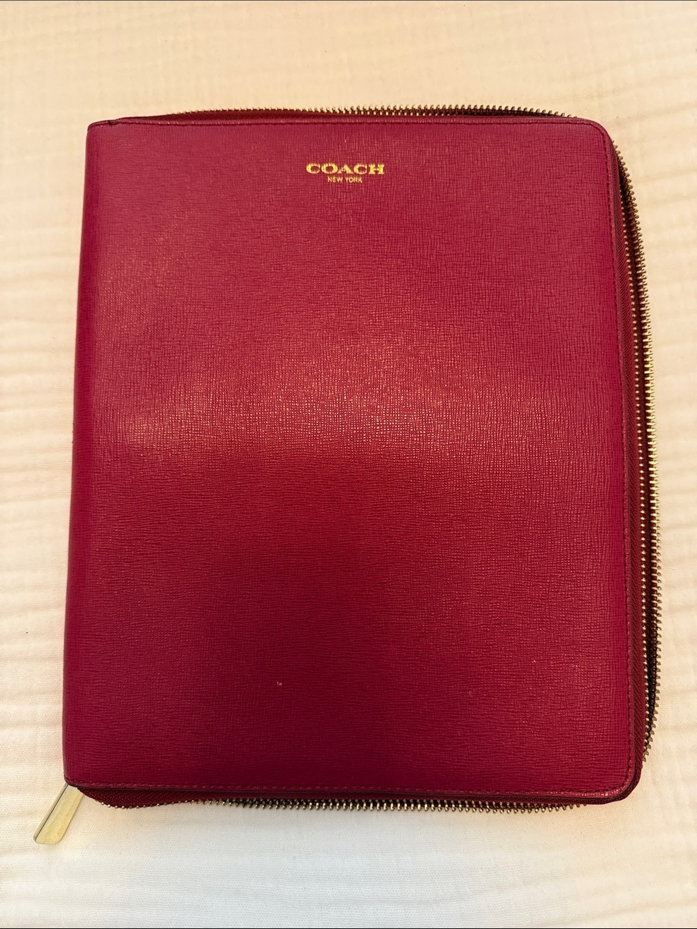 Coach Saffiano Zip Organizer iPad Tablet Case in Berry